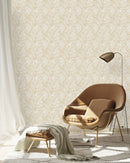 Contemporary Beige Leaves Wallpaper Vogue Quality