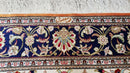 Vintage Persian Qum Silk Rug 4.6 x 6.7, Burnt Orange and Navy Blue, Antique Oriental Very Fine Signature Master Weaver 350+ KPSI Ghom Qom 5x7 Rug