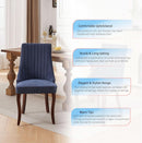 Blue Linen Dining Chairs Set Of 4 With Channel Tufting