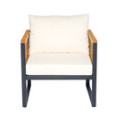 Outdoor 4-piece Acacia Wood and Metal Patio Sofa Set