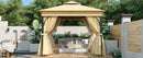 TREXM 10x10 Outdoor Gazebo Tent with Double Roofs, Patio Gazebo with Mosquito Netting and Privacy Screens, Patio Canopy for Shade and Rain for Backyard, Garden, Lawn and Deck (Beige)