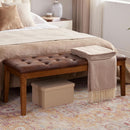 Oversized Brown Faux Leather Upholstered Ottoman Bench