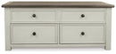 Bolanburg - Lift Top Cocktail Table - White / Brown / Beige