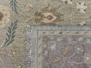 Large Turkish Soumak Rug 10x14, Flatweave Dhurrie, Handmade, Light Green and Salmon
