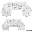 Multi-functional U-shaped Sectional Sofa Convertible Pull-out Bed Gray Chenille 107.1'