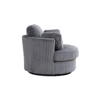 Oversized 360 Degreed Swivel Accent Chair Modern Soft Plush Corduroy Round Barrel Chair for Living Room Bedroom with Pillows, Gray