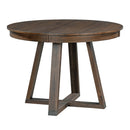 TREXM 5-Piece Retro Functional Dining Set, Round Table with a 16'W Leaf and 4 Upholstered Chairs for Dining Room and Living Room (Walnut)