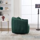 40.35'W Upholstered Oversized 360° Swivel Accent Barrel Chair and Half Cozy Sofa with 3 Pillows, Velvet Channel Tufted Pumpkin-Shape Club Armchair for Living Room, Bedroom, Office, Lounge, Green