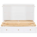 Full Size Murphy Bed with Large Drawers,White