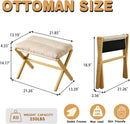 Bamboo Foldable Ottoman Foot Rest Beige Upholstered