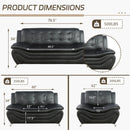 3 Piece Faux Leather Sofa Set For Living Room Black 3 Seater Sofa Loveseat Armchair
