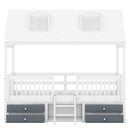 Twin Size Wood Bed House Bed Frame,White