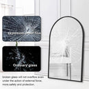 Black Arched Wall Mirror 42x24 Inches With Iron Frame