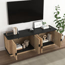Natural Wood Grain Four-Door MDF TV Cabinet, An Ideal Choice for TV And Item Storage in Modern Homes, A Perfect Blend of Nordic And Modern Minimalist Styles, With Dimensions of 55*15.7*18.9 inches