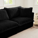 Slipcovered U Shape Sectional Deep Seat Sofa Couch, 3 Seater Sofa with French Edges Design Multiple Big Pillows, Modular Deep Seat Sectional Sofa Comfy Cloud Couch for Living Room, Apartment, Black