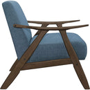 Blue Elle Accent Chair With Linen Upholstery Retro Style
