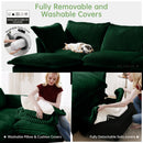 Slipcovered U Shape Sectional Wide and Deep Seat Sofa Couch, 4 Seater Sofa with French Edges Design Multiple Big Pillows, Soft Deep Seat Comfy Cloud Couch for Living Room, Apartment, Green Corduroy