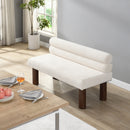 Upholstered Dining Bench, End of Bed, Entryway Bench, Boucle Ottoman for Dining Room, Bedroom, Living Room, Rubber Wood Leg 330 LBS Support, Beige