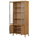 U_STYLE Impressive 90.6'' Tall Cabinet with Oak Veneer and Glass Doors,Suitable for Study,Entryway, Hallway, Living Room, Foyer