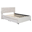 Upholstered Platform Bed With Brick Pattern Headboard And Twin Long Size Trundle