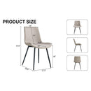 Light gray artificial leather backrest cushion dining chair, black metal legs, curved widened cushion design for more comfort, suitable for restaurants, kitchens, bedrooms, offices.(6 chairs) 0502