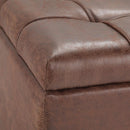 Distressed Umber 36 Inch Storage Ottoman Vegan Faux Leather