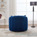 40.35'W Upholstered Oversized 360° Swivel Accent Barrel Chair and Half Cozy Sofa with 3 Pillows, Velvet Channel Tufted Pumpkin-Shape Club Armchair for Living Room, Bedroom, Office, Lounge, Navy