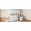 Twin Size Murphy Bed Wall Bed with Closet , Drawers & Desk-White