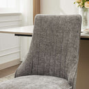 Rayon Cloth Flocking Chenille Dining Chairs Channel Kitchen Dinner Chair Comfy Fabric Upholstered Accent Chair for Dining Room with Golden Stainless Steel Plating Legs,Set of 2 (Gray), SW1647GY