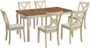 Farmhouse Handcrafted SolidWood Dining Table Set Cream