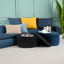 Twenty EightInch Velvety Round Storage Ottoman Black Tufted