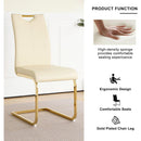 Modern Light Yellow PU dining chair Living room chair Upholstered chair, gold metal chair leg design, kitchen, living room, bedroom, dining room side chair (Set of 4)