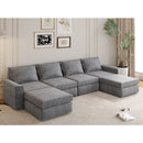 115x58" Chenille Modular Sectional Sofa,U Shaped Reversible Couch,Free Combination,6 Seat Sleeper Sofa Bed with Ottoman,Convertible Oversized Indoor Furniture for Living Room,Gray