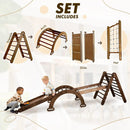 5in1 Montessori Climbing Set: Triangle Ladder, Climbing Arch, Slide, Net & Cushion – Chocolate