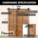 Single Track Bypass Sliding Barn Door Hardware Kit - Straight Design Roller