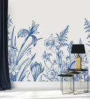 Voguish Modern Blue Floral Wallpaper