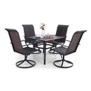 Alora 5-Piece Outdoor Patio Rattan Dining Furniture Set With Swivel Armchairs (91823705)