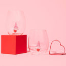 3D Gnome Heart Stemless Wine Glasses