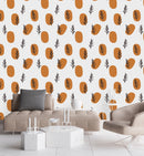 Dark Beige Spots with Botanical Plants Wallpaper
