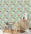 Animals and Leaves Wallpaper