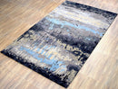 5x8 Abstract Black and Blue Area Rug | Handmade with Wool and Viscose | TRD633958