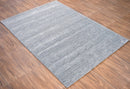 Solid Blue and Silver Wool And Viscose 5x8 Area Rug