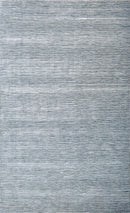 Solid Blue and Silver Wool And Viscose 5x8 Area Rug