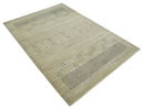 5x7 Beige and Gray  Wool Hand Knotted Southwestern Gabbeh Rug