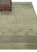 5x7 Beige and Gray  Wool Hand Knotted Southwestern Gabbeh Rug