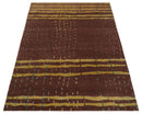 5x7 Brown and Gold Stripes Pattern Hand knotted Wool and Art Silk Area Rug