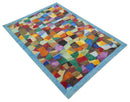 5x7 Multicolor Modern Abstract Wool Hand Woven Southwestern Rug