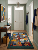 5x7 Multicolor Shapes Modern loop and cut Wool Hand Woven Rug
