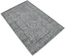 Transitional Silver and Gray Hand Loom Wool 5x7 Area Rug