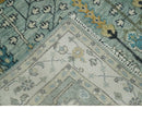 Hand Knotted Traditional Blue and Ivory Antique Oushak Custom Made Wool Area Rug